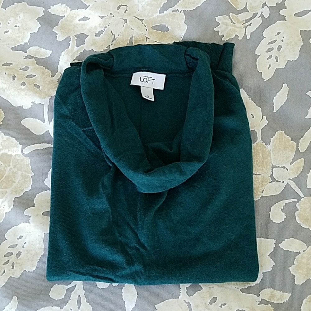 LOFT Hunter Green Drape Neck Sweater